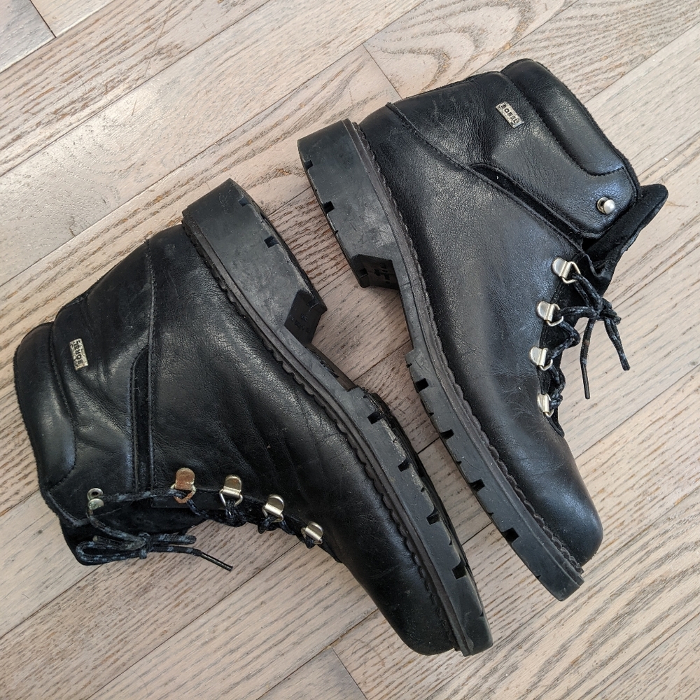 Vintage Sorel Zurich Black Leather Ankle Boots, Women's 10M